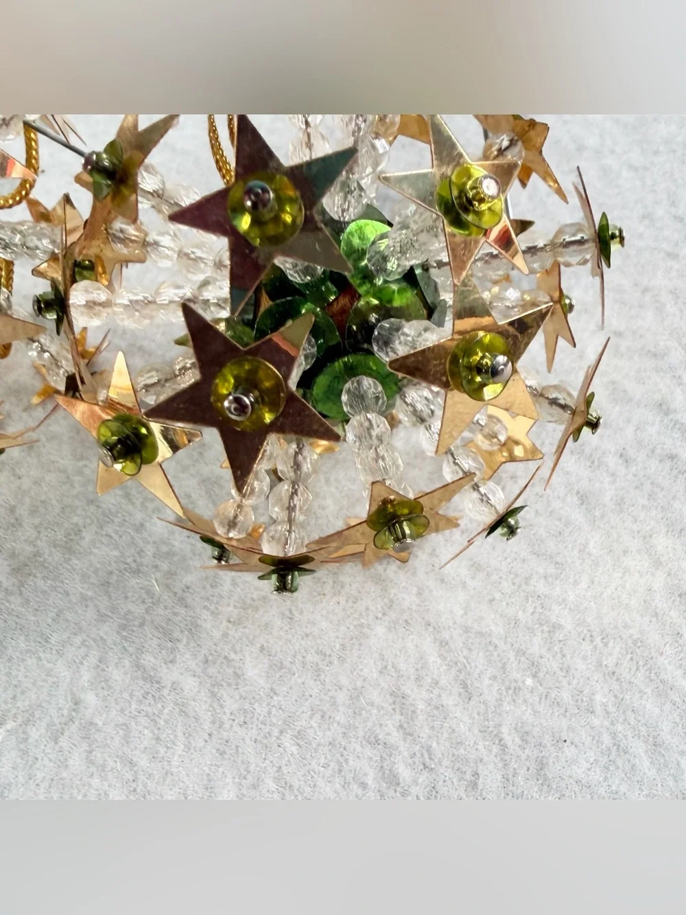 Atomic Starburst Cluster Star Green Beaded Pushpins Christmas Ornament Vintage 2